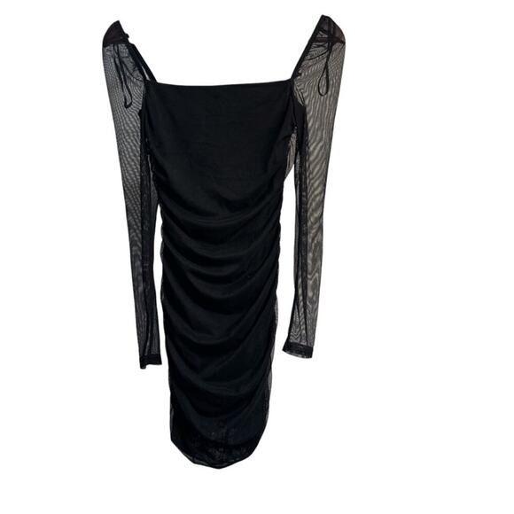 Princess Polly Charvi Sheer Long Sleeve Ruched Minidress in Black Size 4 - Picture 2 of 11